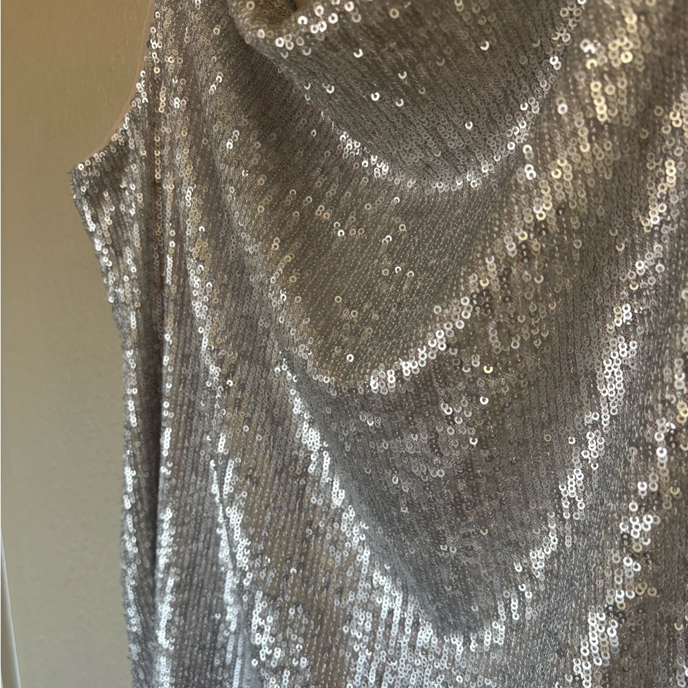 White House Black Market Silver Sequin & Light Pink Camisole - Picture 4 of 9
